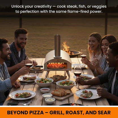 16 Inch Outdoor Pizza Oven – Portable Outdoor Pizza Maker for Backyard, Camping, or Tailgating – Stainless Steel Multi-Fuel Oven with Pizza Stone & Accessories